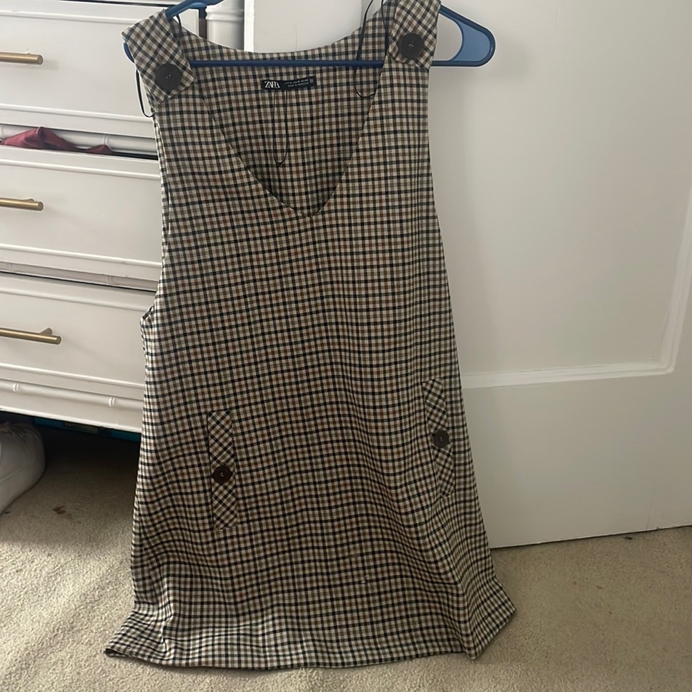 Zara checkered smock dress